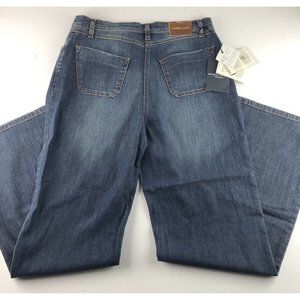 NWT Marina Rinaldi Sport Dark Wash Straight Leg Jeans Calf Hair Patch Sz 10